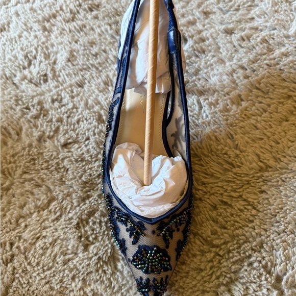 NIB Betsey Johnson Navy Nikki Heels in Original Box with all original packaging - Picture 6 of 14